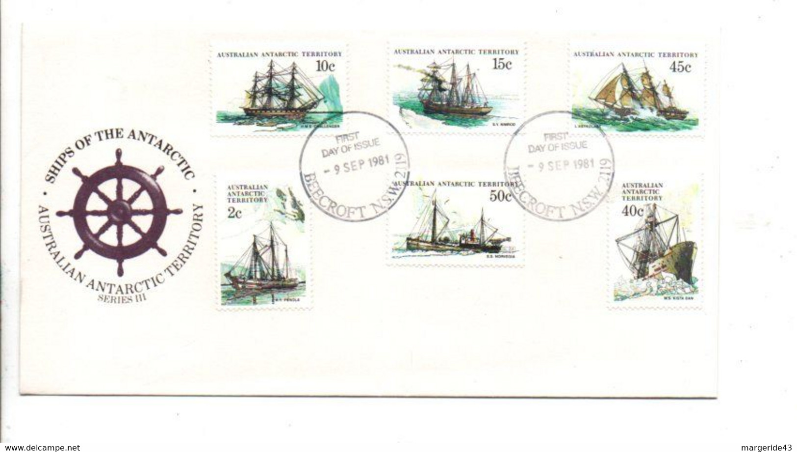 ANTARTIQUE AUSTRALIEN FDC 1981 NAVIRES DE L'ANTARTIQUE - FDC