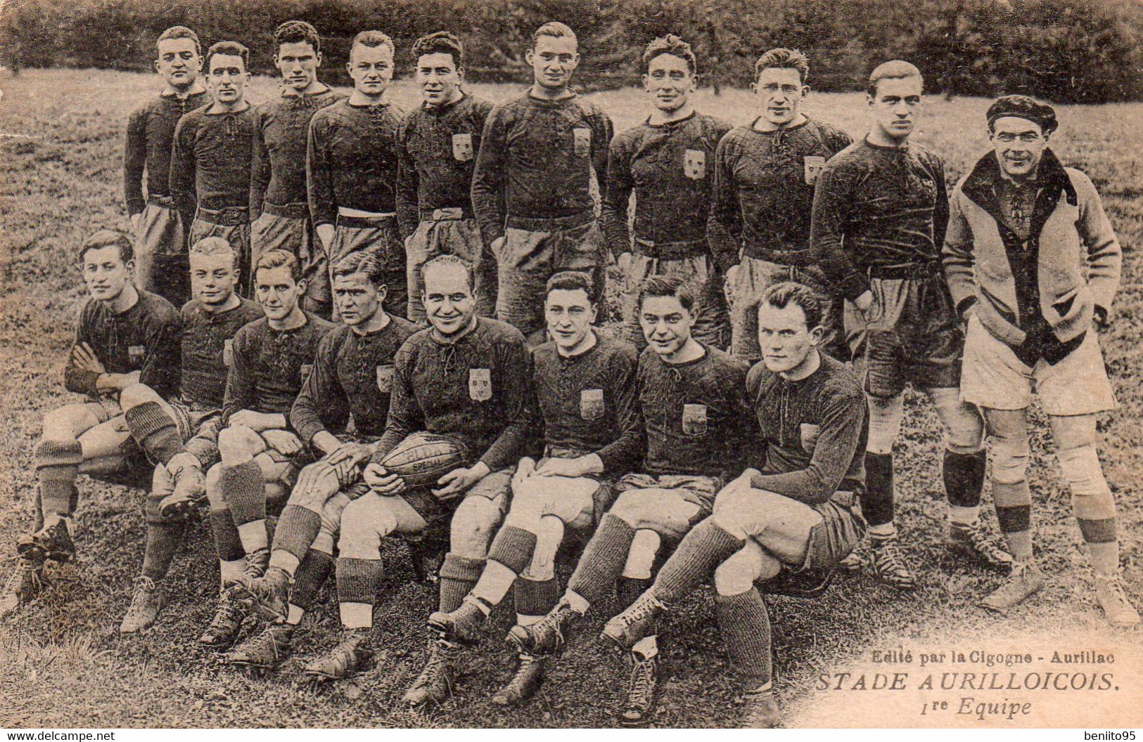 CPA De Léquipe 1ère De Rugby D'AURILLAC En 1933. - Aurillac