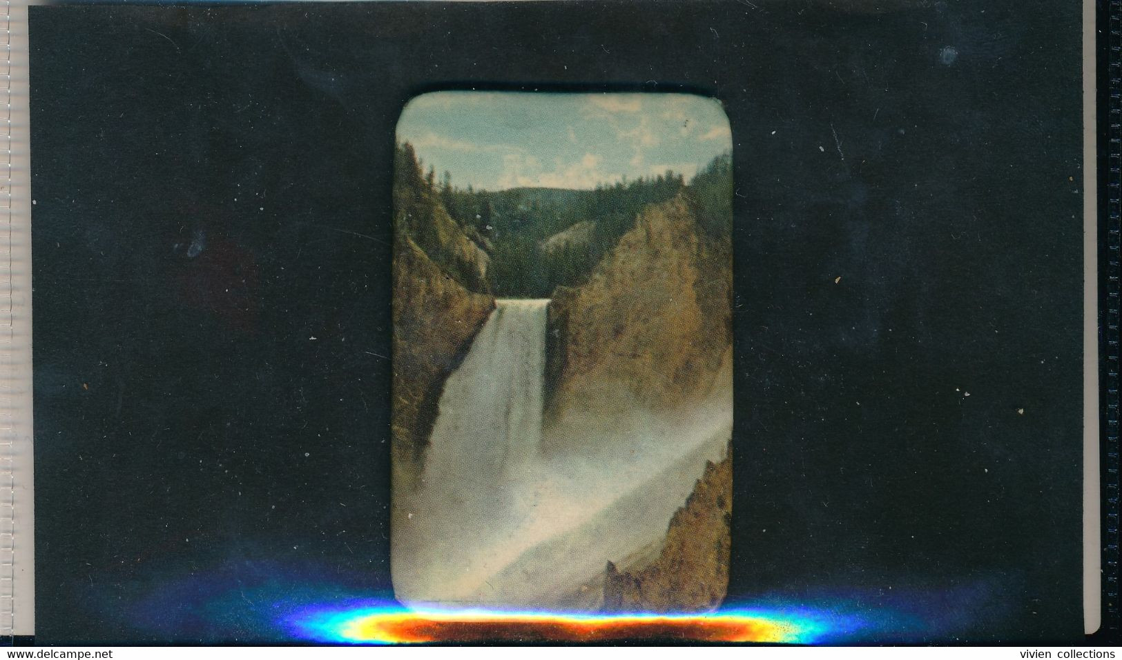 Publicité Ancienne Miroir De Poche Cascade Du Parc National De Yellowstone National Park Etats Unis - Autres & Non Classés