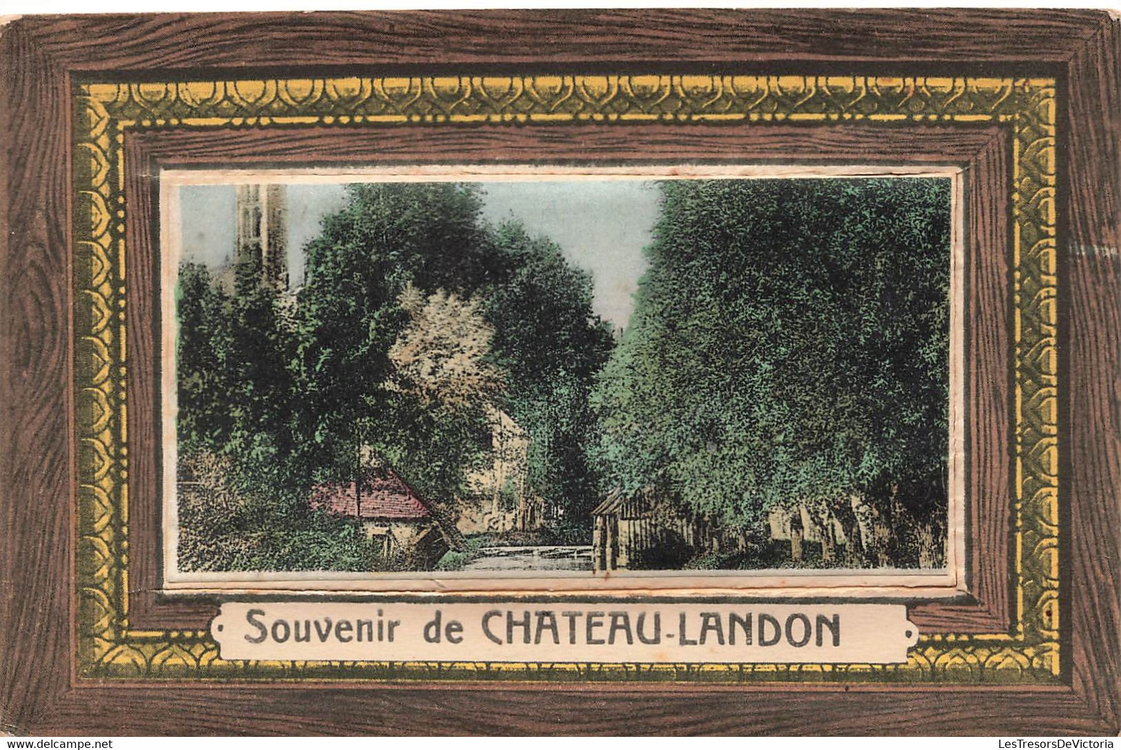 CPA Fantaisie - A Systeme - Souvenir De Chateau Landon - Accordéon De Vues Qui Se Déplie Du Cadre - A Systèmes