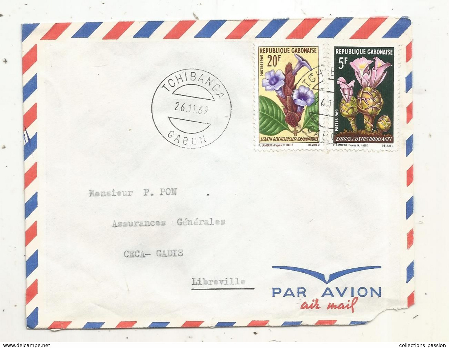 Lettre, GABON,TCHIBANGA,1969 - Gabon (1960-...)