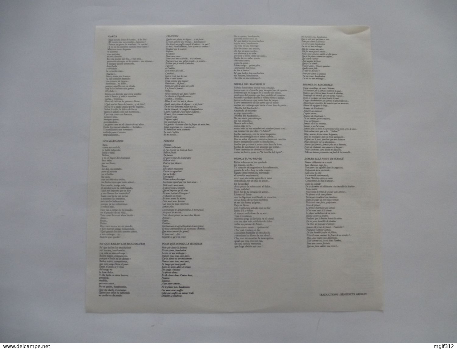 VALERIA MUNARRIZ : LP QUEL TANGO ! + Un Insert Texte Traduit En Français - Editions Le Chant Du Monde 1986 - Other - Spanish Music
