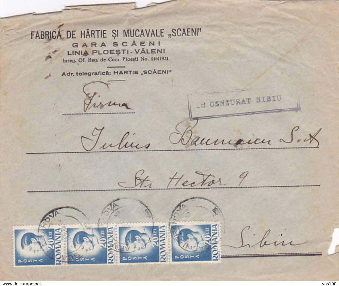 WW2, KING MICHAEL, STAMPS ON CENSORED SIBIU 16 COVER, 1945, ROMANIA - 2. Weltkrieg (Briefe)