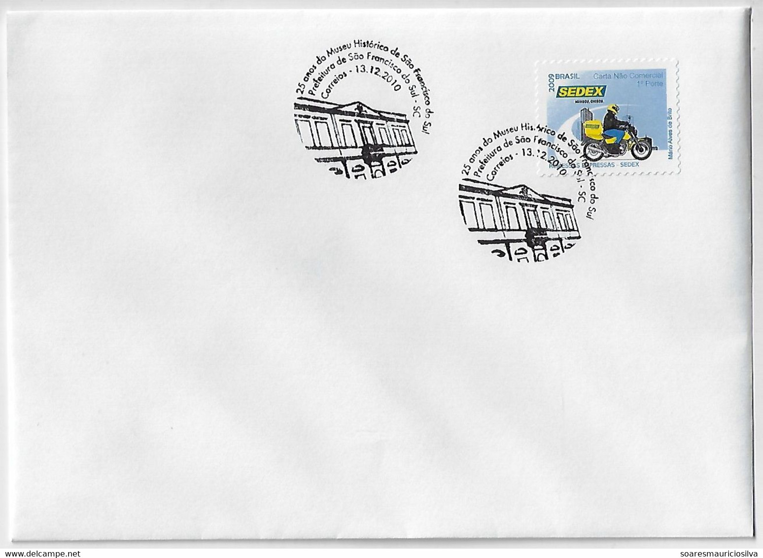 Brazil 2010 Cover With Commemorative Cancel 25 Years Of The Historical Museum Of São Francisco Do Sul architecture - Brieven En Documenten