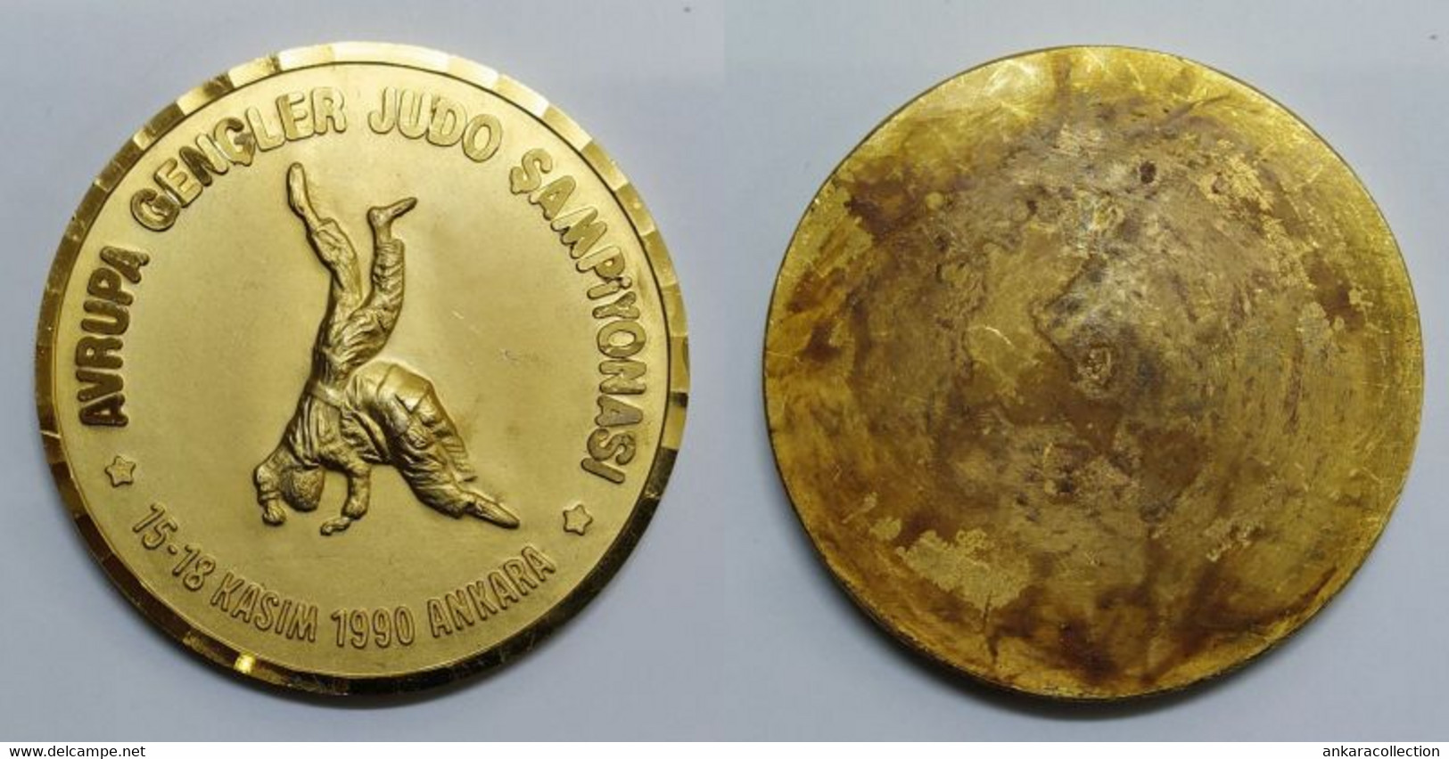 AC - EUROPEAN JUNIOR JUDO CHAMPIONSHIPS 15 - 18 NOVEMBER 1990 ANKARA BRONZE MEDAL - MEDALLION - Martial Arts