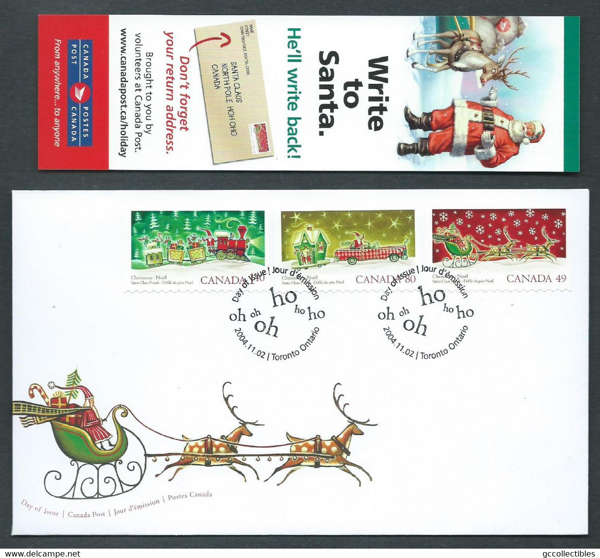 Canada - # 2069-2070-2071 Combo FDC + Bookmark - Christmas - Toronto Santa Claus Parade - 2001-2010