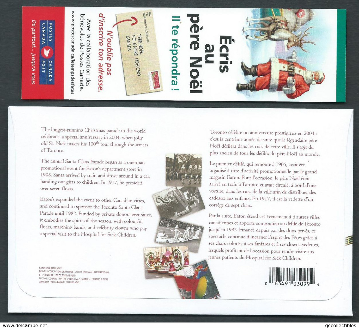 Canada - # 2069-2070-2071 Combo FDC + Bookmark - Christmas - Toronto Santa Claus Parade - 2001-2010