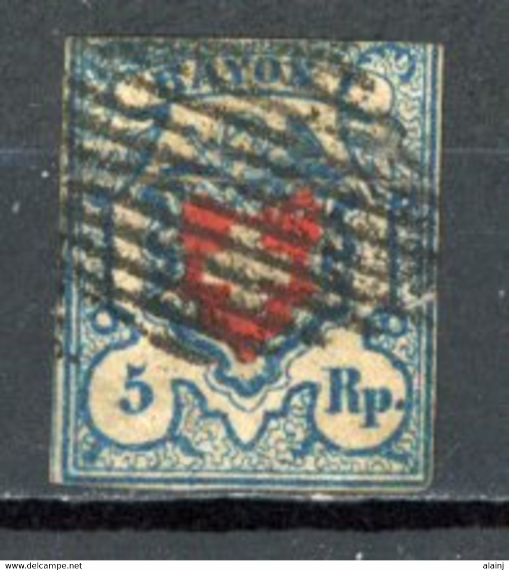 Helvetia   Y&T   14   Mi  7 II   Obl   ---      TTB - 1843-1852 Timbres Cantonaux Et  Fédéraux