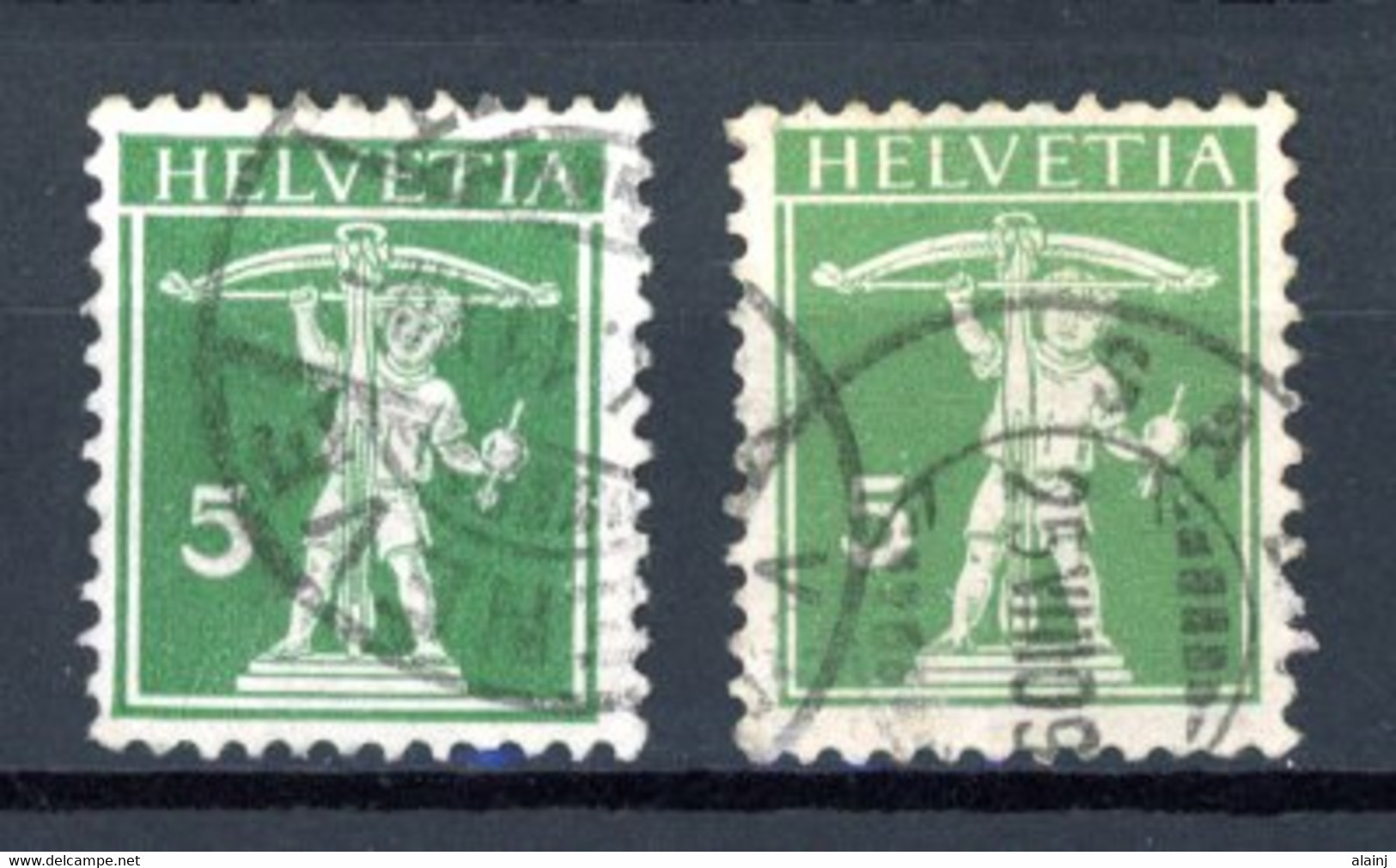 Helvetia   Y&T    136 - 136b    Mi   113 Type I / II   Obl   ---     Les Deux Empattements  --  TTB - Used Stamps