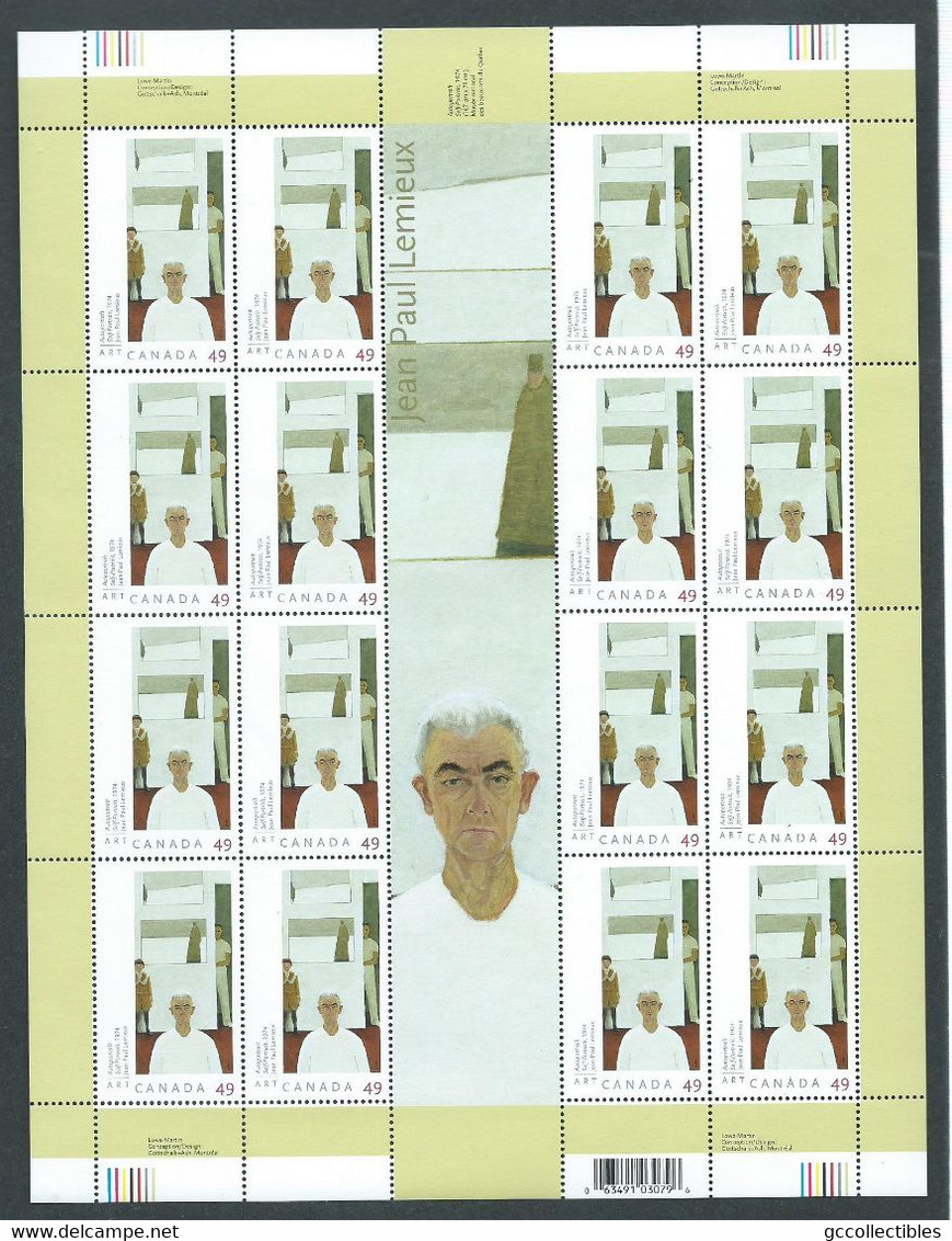 Canada - # 2067 Full Pane Of 16 With Gutter MNH - Art Canada: Jean-Paul Lemieux - Hojas Completas