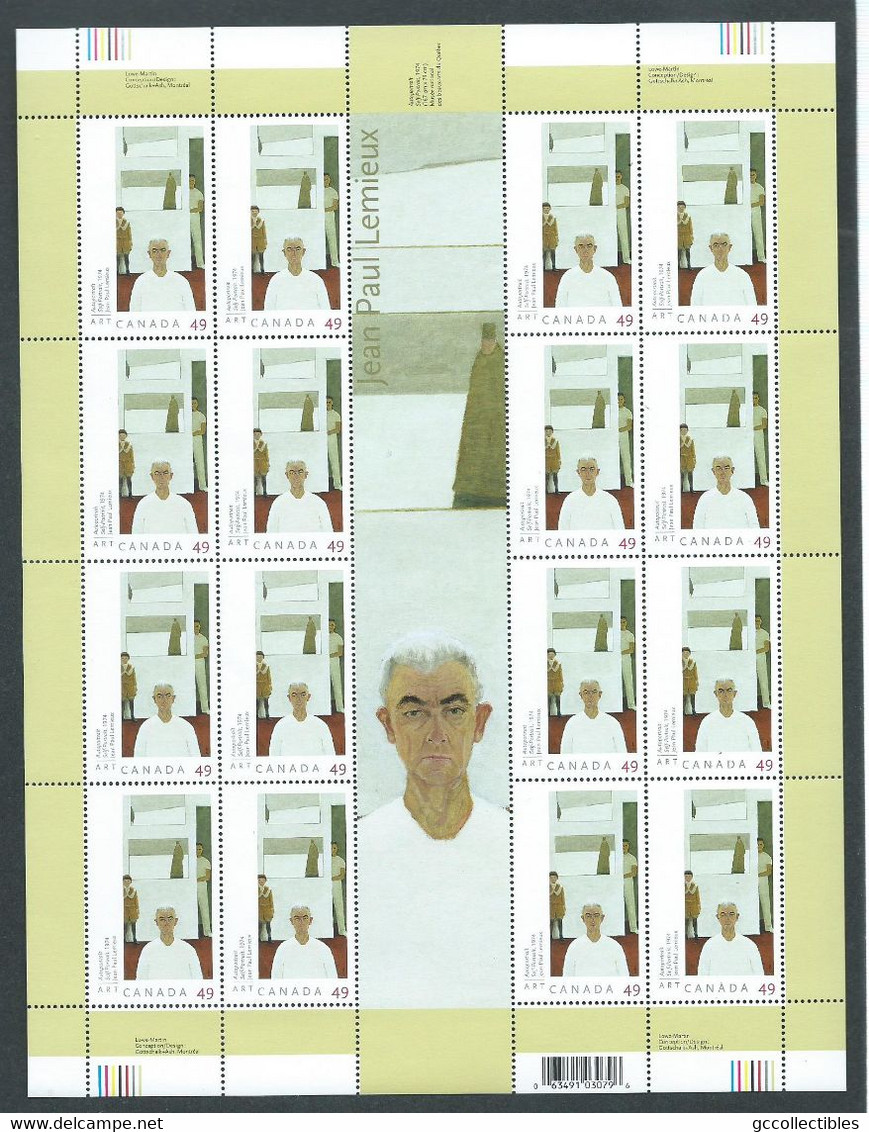 Canada - # 2067 Full Pane Of 16 With Gutter MNH - Art Canada: Jean-Paul Lemieux - Ganze Bögen