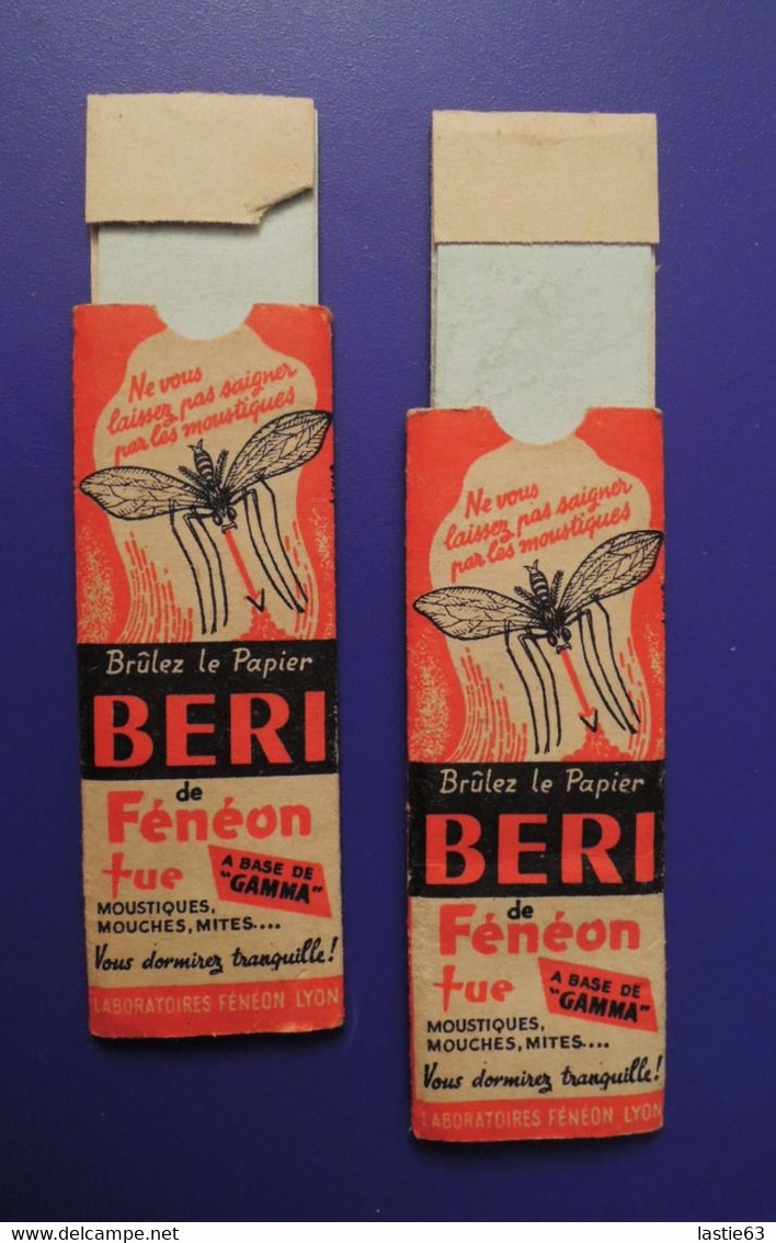 2 Paquets De Droguerie Publicité Insecticide Papier à Brûler Papier BERI De Fénéon  à Base De Gamma - Boîtes
