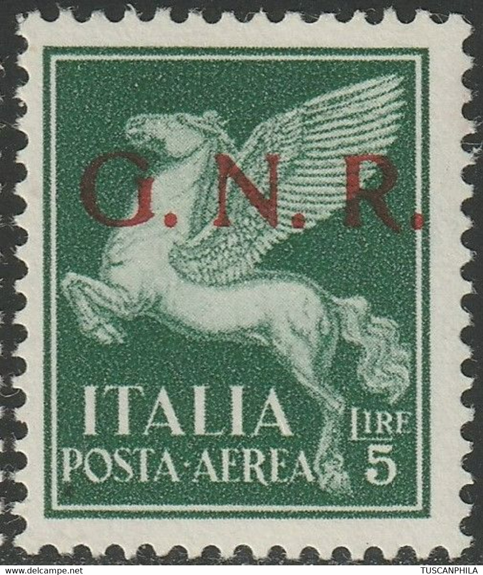 GNR Tir. Brescia Posta Aerea 5 L. Verde Decalco Sass 123/Ik MNH** F. Fiecchi Non Catalogato - Airmail