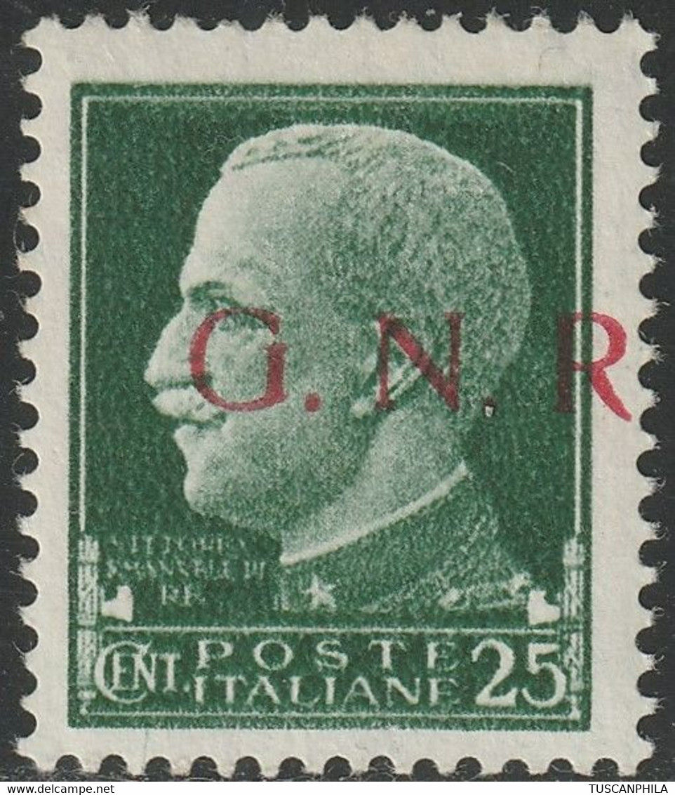 GNR Tir. Brescia 25 C. Verde Decalco E Sopr. A Dx Senza Punto Dopo R Sass 474/Iq-hc MNH** F. Fiecchi - Luftpost