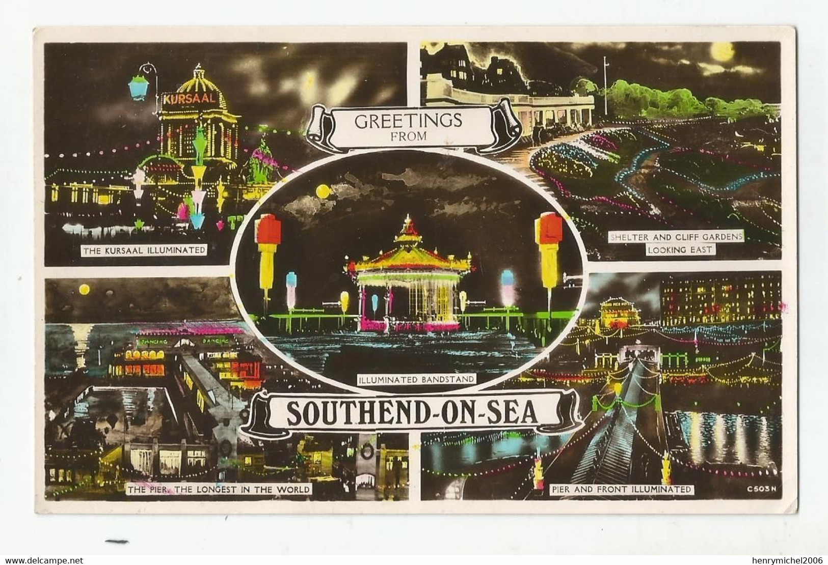 Angleterre Essex Greetings From Southend On Sea Night Nuit - Southend, Westcliff & Leigh