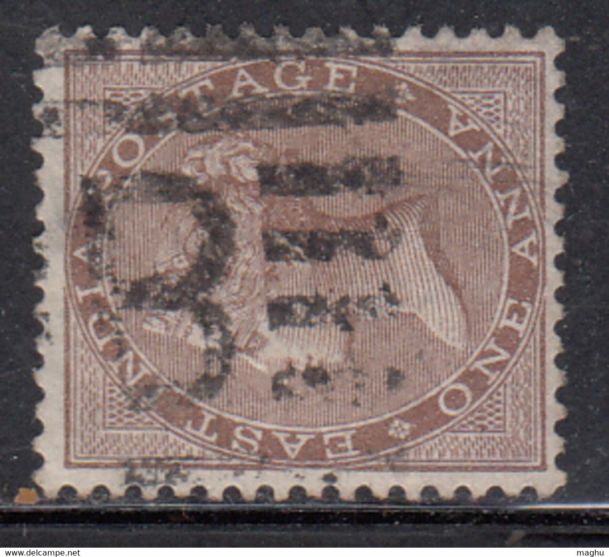 'B' Witin Rectangular Parallel Bars On One Anna 1865, British India Used, JC Type 34 - 1854 Compagnia Inglese Delle Indie