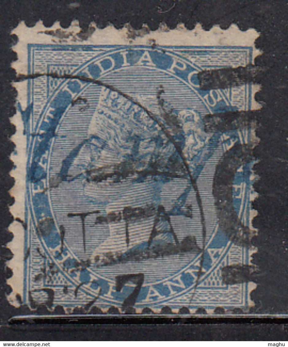 'C Duplex' (Calcutta) Within Rectangular Parallel Bars On Half Anna,  1865, British India Used, JC Type 34 - 1854 East India Company Administration