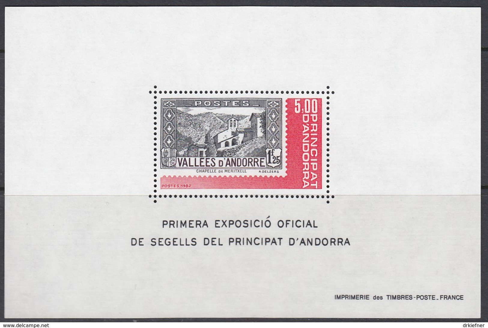 ANDORRA Franz. Block 1, Postfrisch **, Nationale Briefmarkenausstellung 1982 - Blocks & Kleinbögen