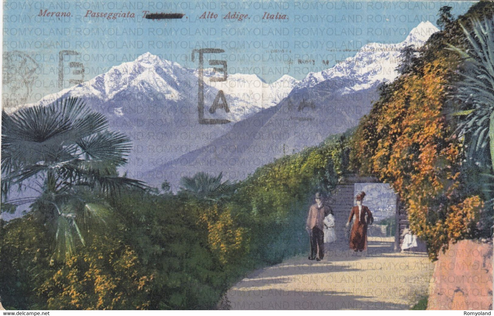 CARTOLINA  MERANO M.311,TRENTINO ALTO ADIGE,PASSEGGIATA TAPPEINER-STORIA,MEMORIA,CULTURA,BOLLA STACCATO,VIAGGIATA 1940 - Merano