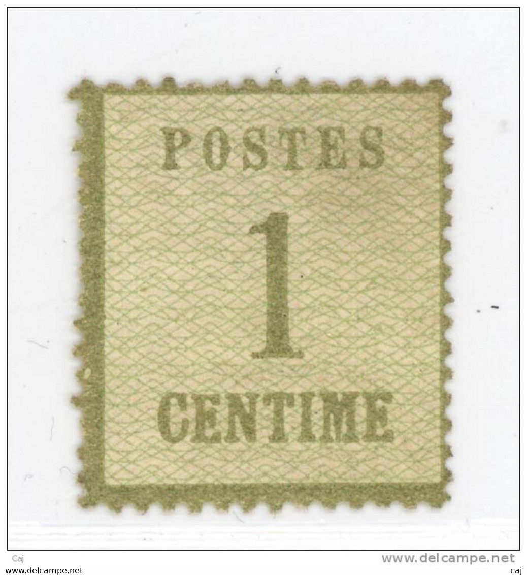 France  -  Alsace-Lorraine  :  Yv  1  (*)   Vert Bronze       ,           N4 - Unused Stamps