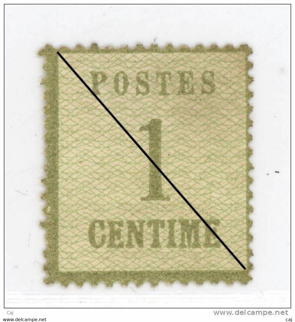 France  -  Alsace-Lorraine  :  Yv  1  (*)   Vert Bronze       ,           N4 - Unused Stamps