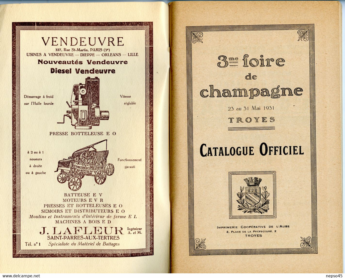 Régionalisme.catalogue Officiel.3ème Foire De Champagne.Ville De Troyes Du 23 Au 31 Mars 1931. - Other & Unclassified