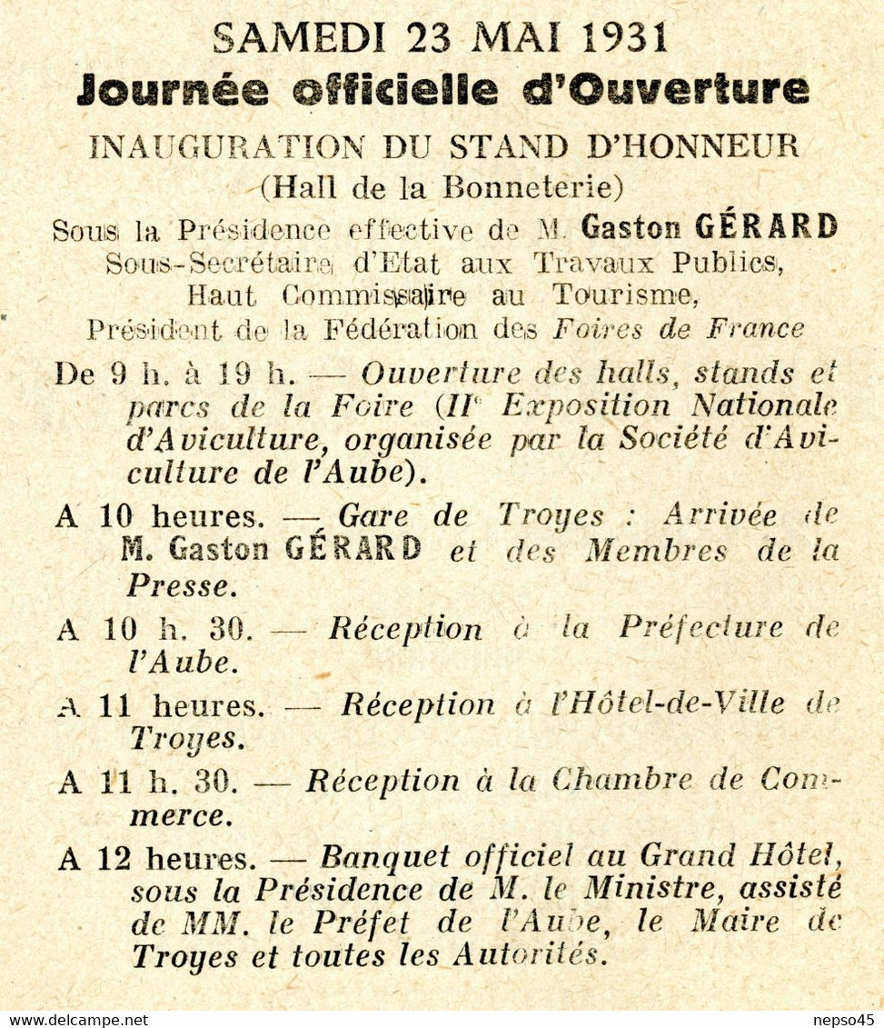 régionalisme.catalogue officiel.3ème Foire de Champagne.Ville de Troyes du 23 au 31 mars 1931.