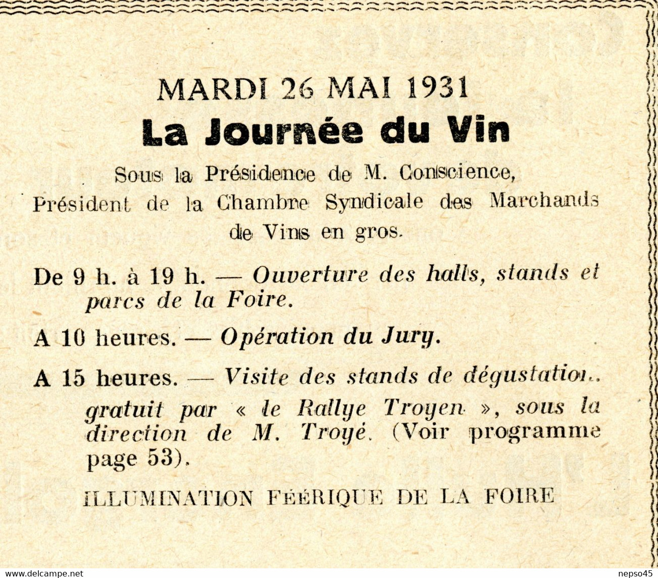 régionalisme.catalogue officiel.3ème Foire de Champagne.Ville de Troyes du 23 au 31 mars 1931.