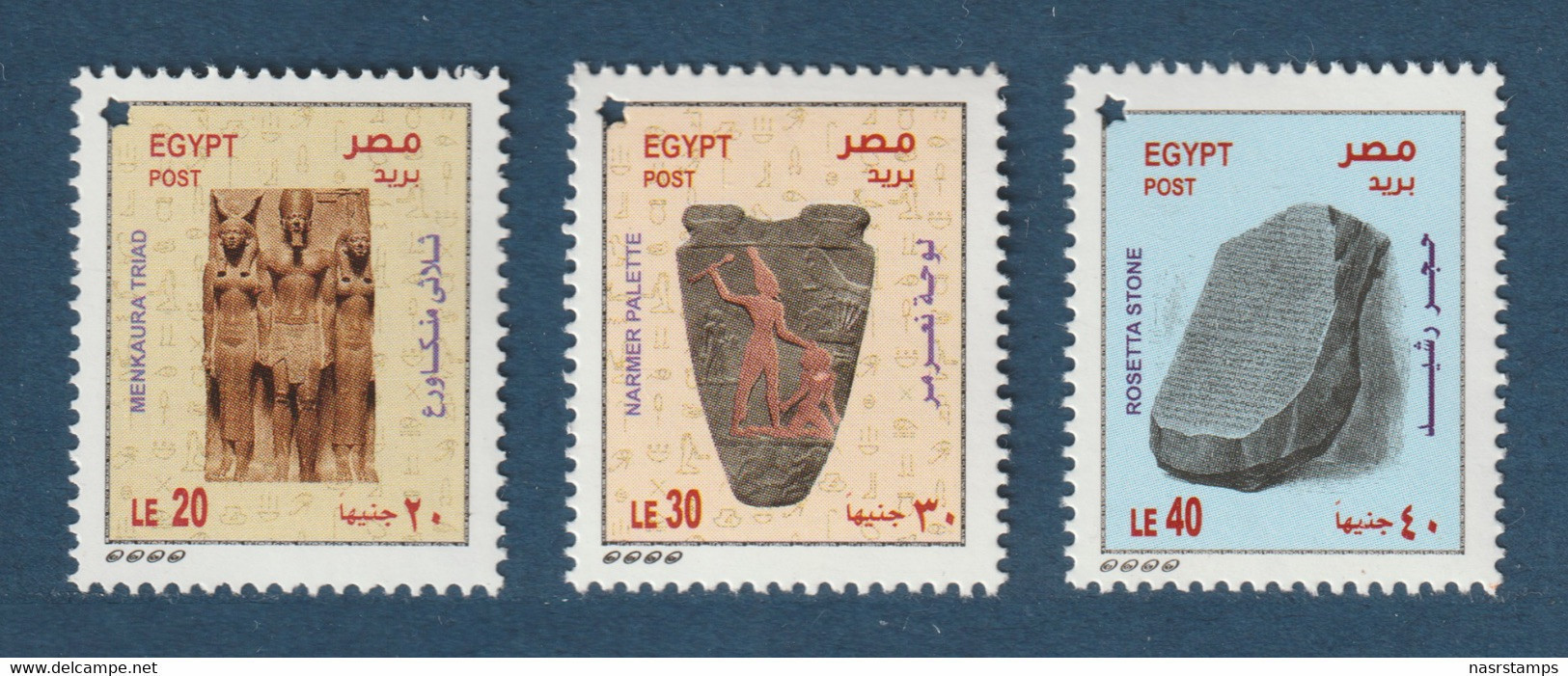 Egypt - 2022 - NEW - Definitive - Menkaura Triad - Narmer Palette - Rosetta Stone - MNH** - Neufs