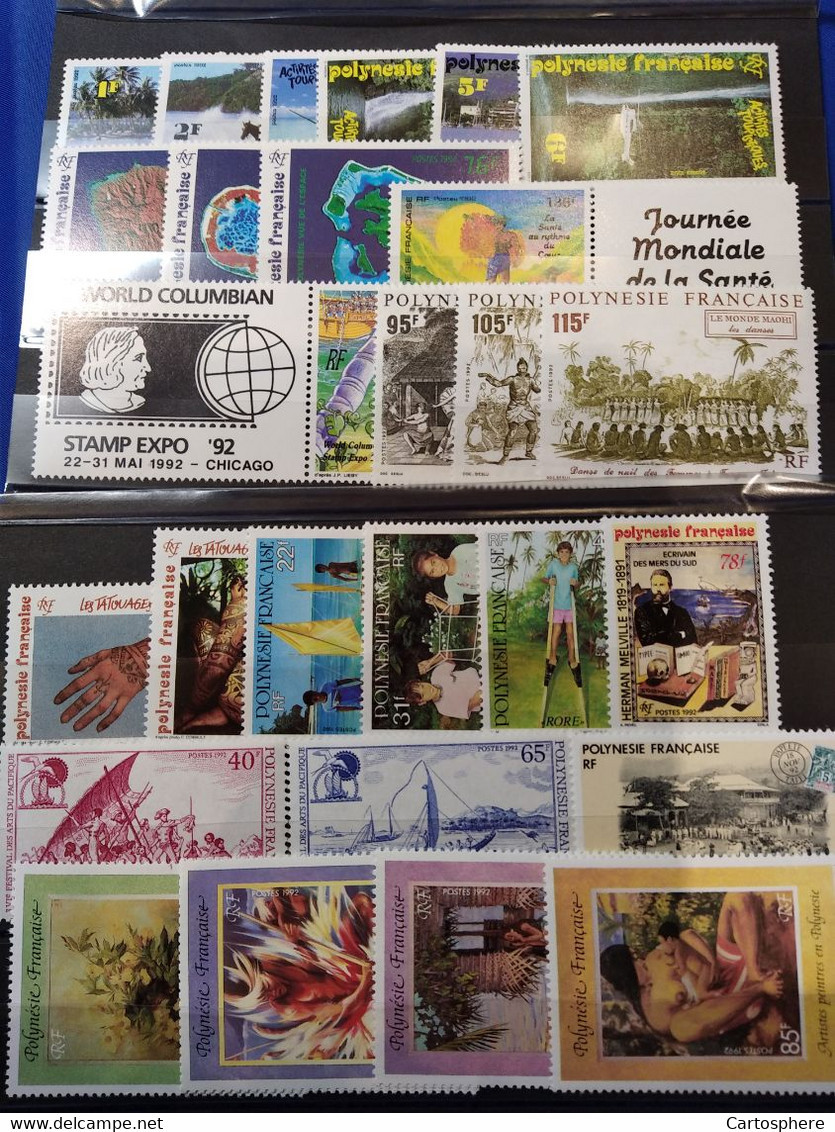 Polynésie Année Complète 1992, 399 à 425, 27 Val + BF 19 Et 20 ** MNH - Komplette Jahrgänge