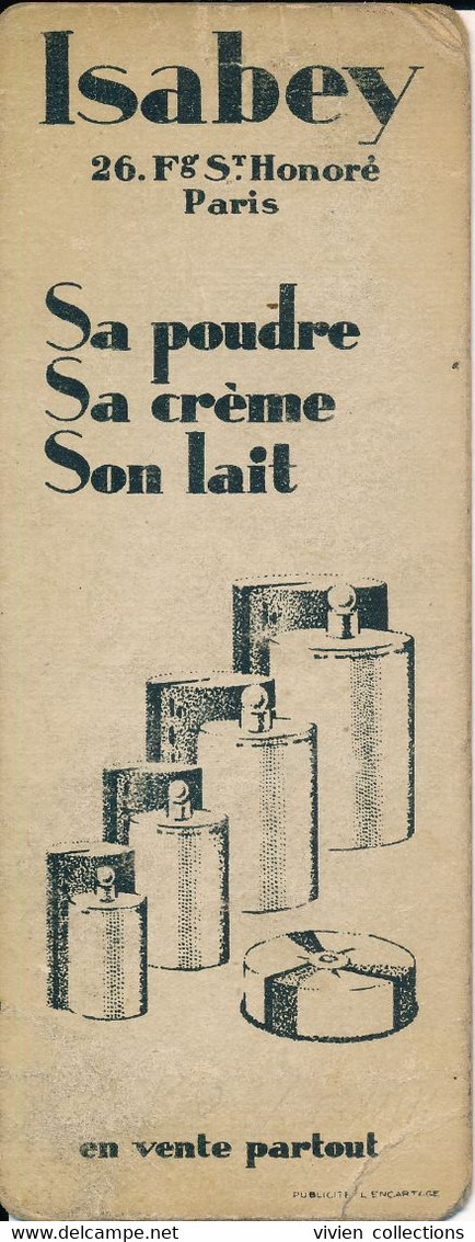 Signet Marque Page Publicitaire Produits De Beauté Isabey Faubourg Saint Honoré Paris Poudre Crème Lait - Marque-Pages