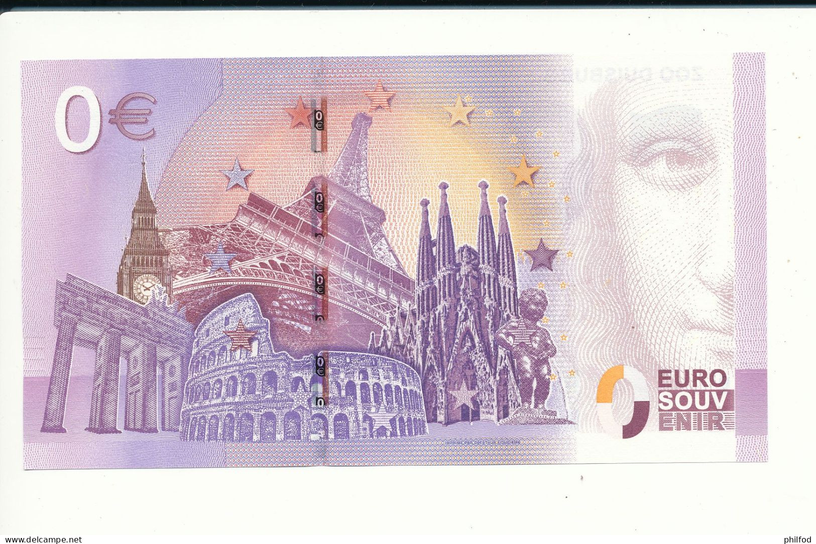 Billet Souvenir - 0 Euro - XEFV - 2017-2 - ZOO DUISBURG - N° 3658 - Billet épuisé - Mezclas - Billetes