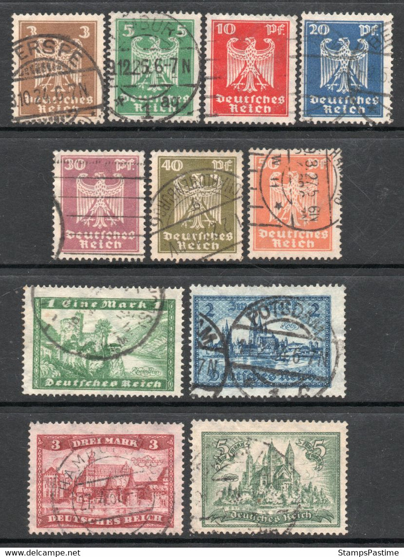 ALEMANIA REICH – GERMANY ALEMANIA REICH Serie Completa X11 Sellos Usados ÁGUILA Año 1924 – Valorizada En Catálogo € 48,5 - Gebraucht