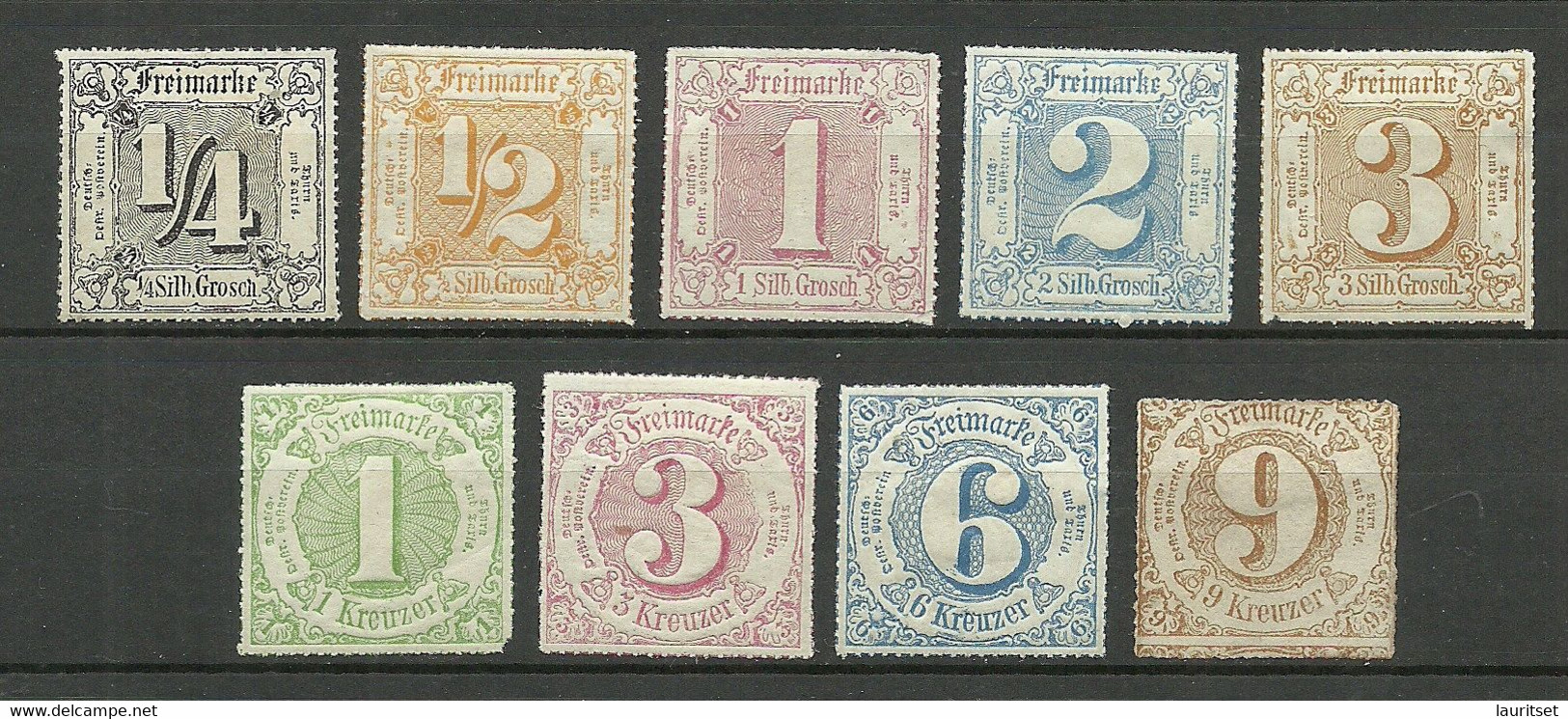 THURN UND TAXIS 1866 = 9 Werte Aus Satz Michel 45 - 54 * (Mi 46 /1/3 Gr./ Fehlt/missing) - Ungebraucht