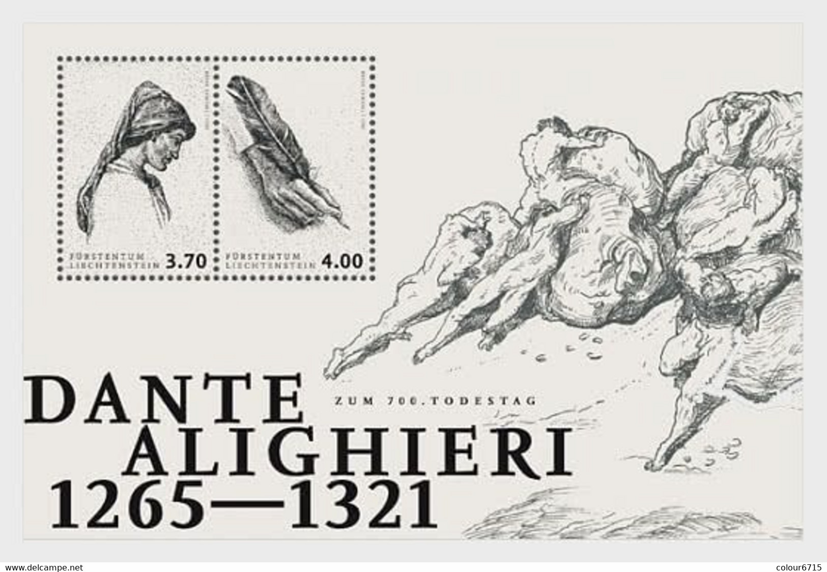 Liechtenstein 2021 The 700th Anniversary Of The Death Of Dante Alighieri Stamp MS/Block MNH - Ongebruikt