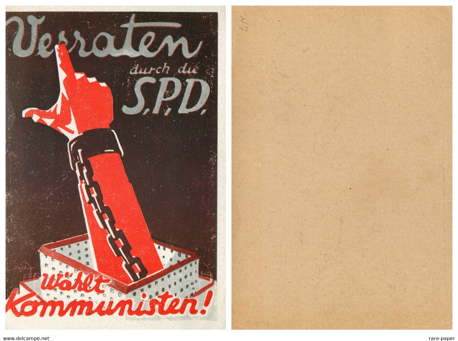 Soviet Propaganda Postcard 1930s "Poster Art Of The German Communist Party" Series No.7 - Partidos Politicos & Elecciones