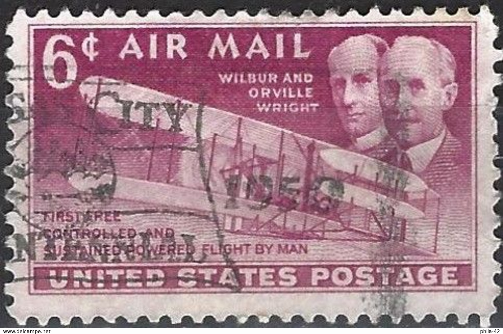 United States 1949 - Mi 604 - YT Pa 44 ( Wilbur & Orville Wright And Their Plane ) Airmail - 2a. 1941-1960 Usados