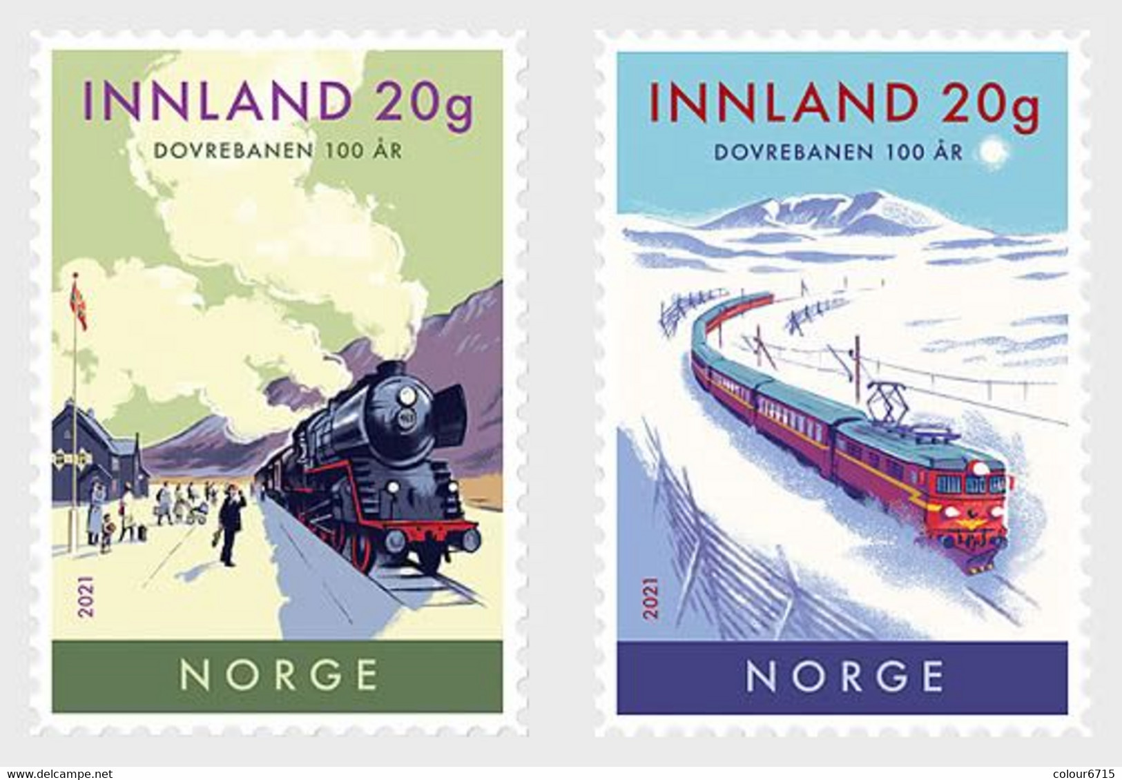 Norway 2021 Centenary Of The Dovre Railway Line Stamps 2v MNH - Neufs