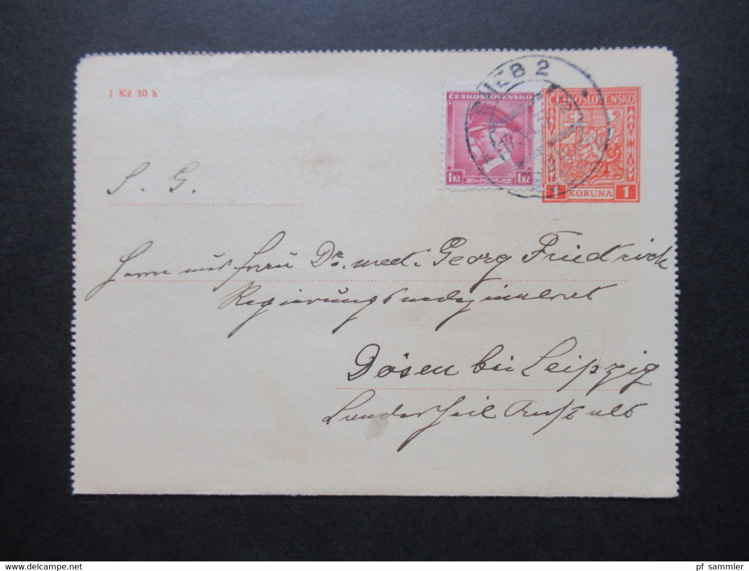 CSSR 1937 Kartenbrief Mit Zusatzfrankatur Stempel Cheb 2 Nach Dösen Bei Leipzig - Storia Postale