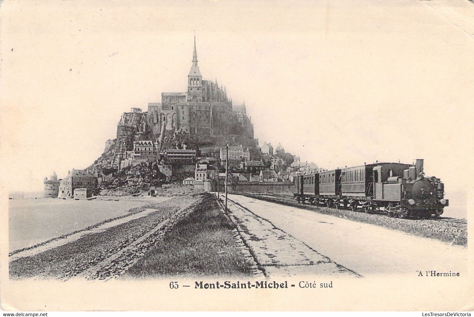 CPA - FRANCE - 50 - MONT ST MICHEL - Côté Sud - Train - à L'Hermine - Le Mont Saint Michel