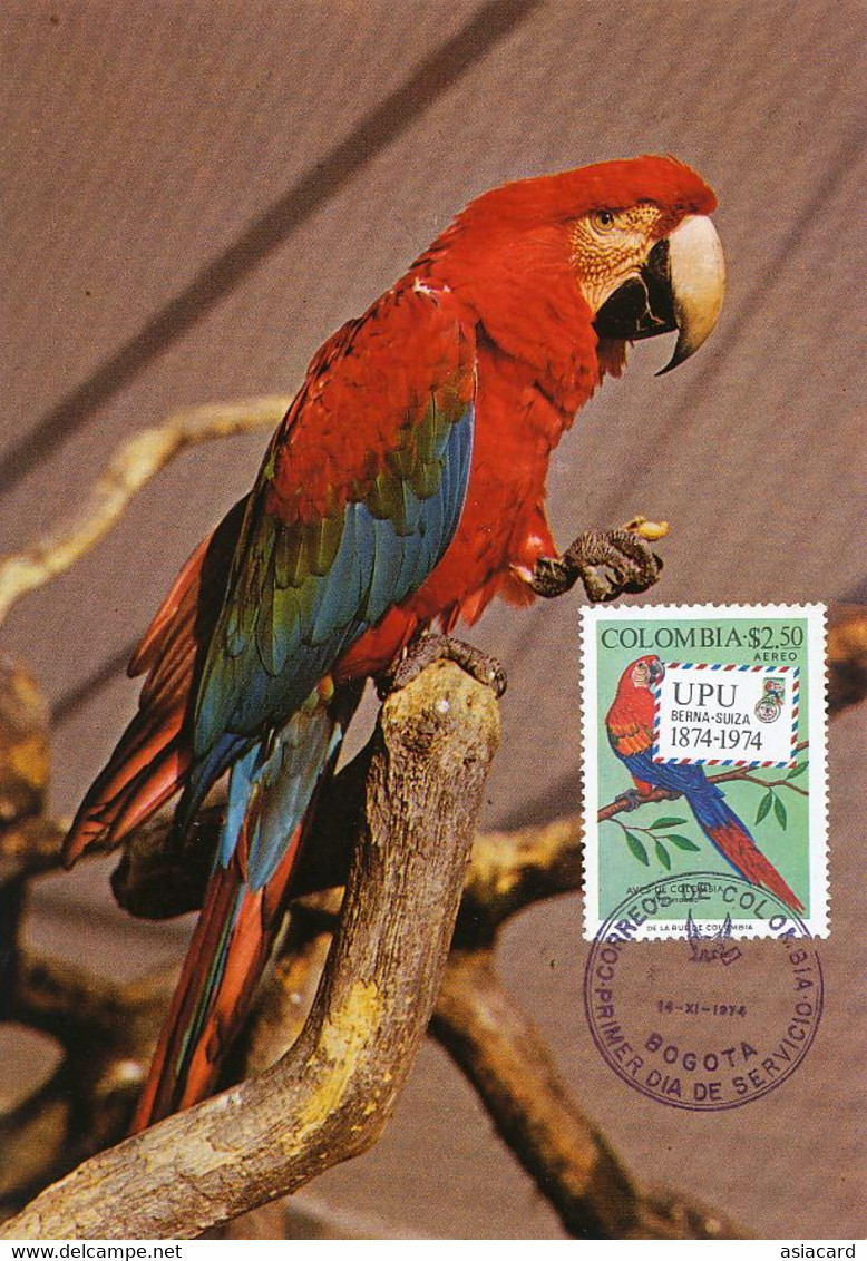 Maximum Card Same Subject Both Card And Stamp Bogota 1974 Basel Zoo Suisse UPU Bern  First Day - Colombie