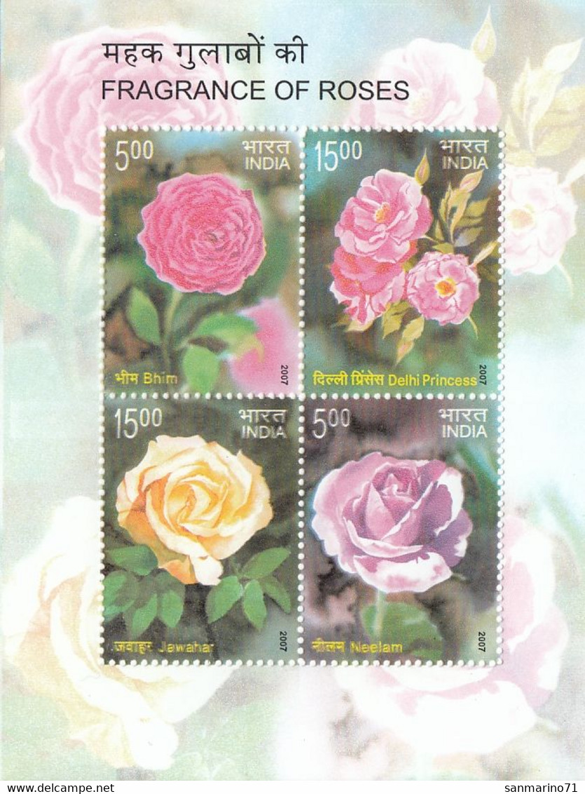 INDIA Block 40,unused,roses - Blokken & Velletjes