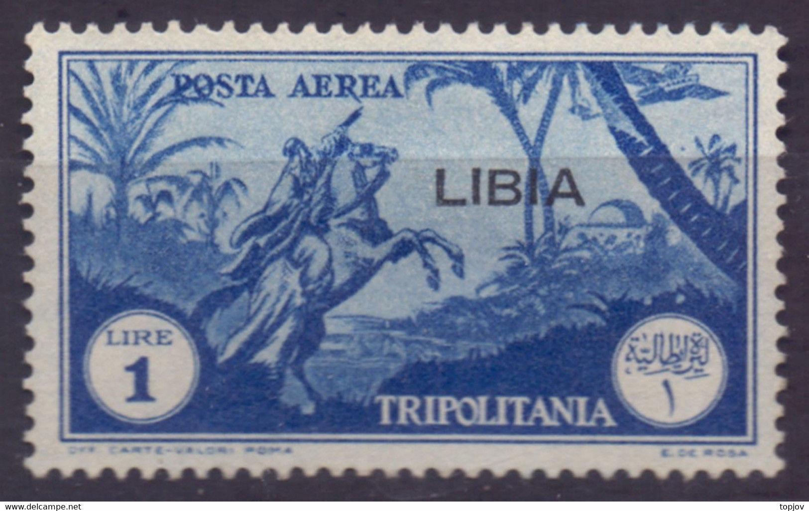 ITALIA - LIBYA - BEDUIN & HORSE- MLH - 1937 - Libia