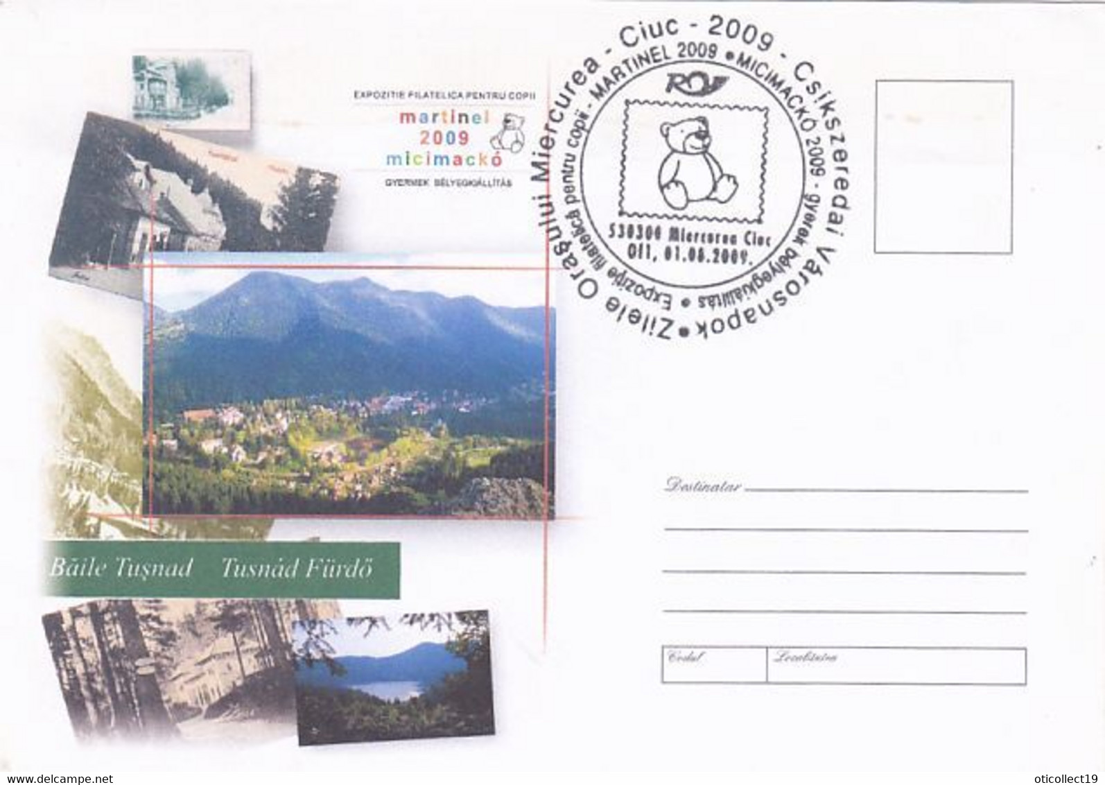 BAILE TUSNAD HEALTH RESORT, MARTINEL CHILDRENS PHILATELIC EXHIBITION, SPECIAL COVER, 2009, ROMANIA - Lettres & Documents