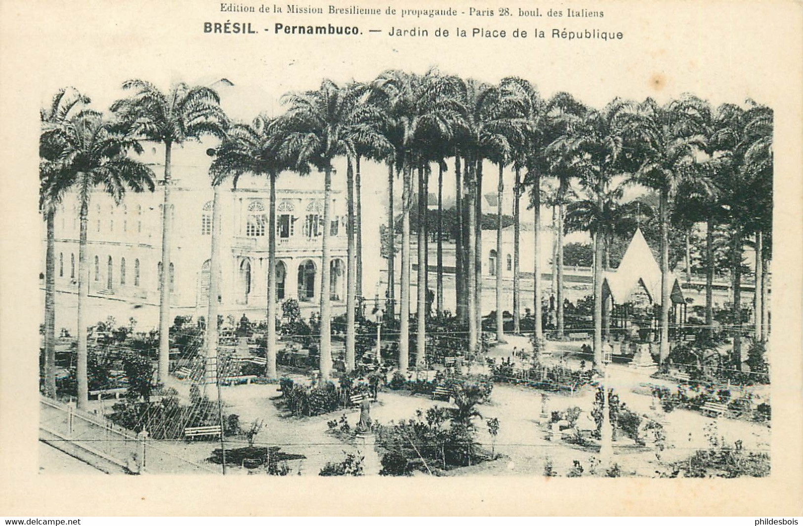 BRESIL   Pernambuco  Jardin De La Place De La République      ( édit Mission De Propagande ) - Autres