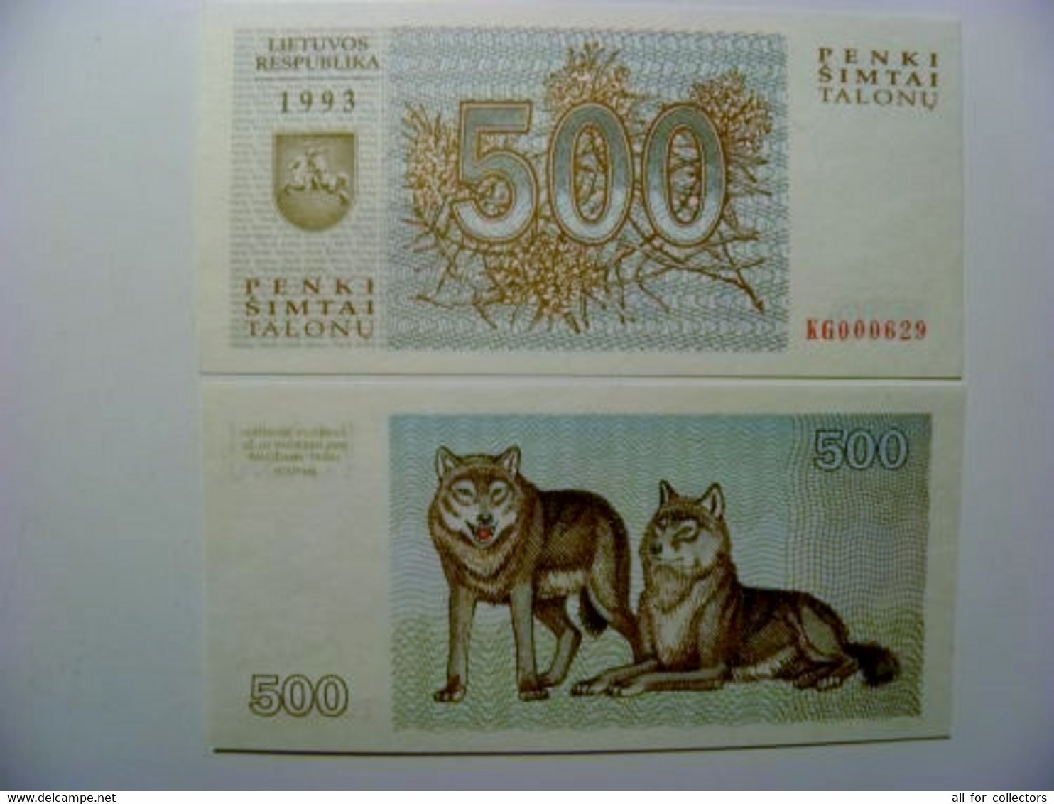Sale! UNC Banknote Lithuania 500 Talonas 1993 Animals Wolves Wolf - Litauen