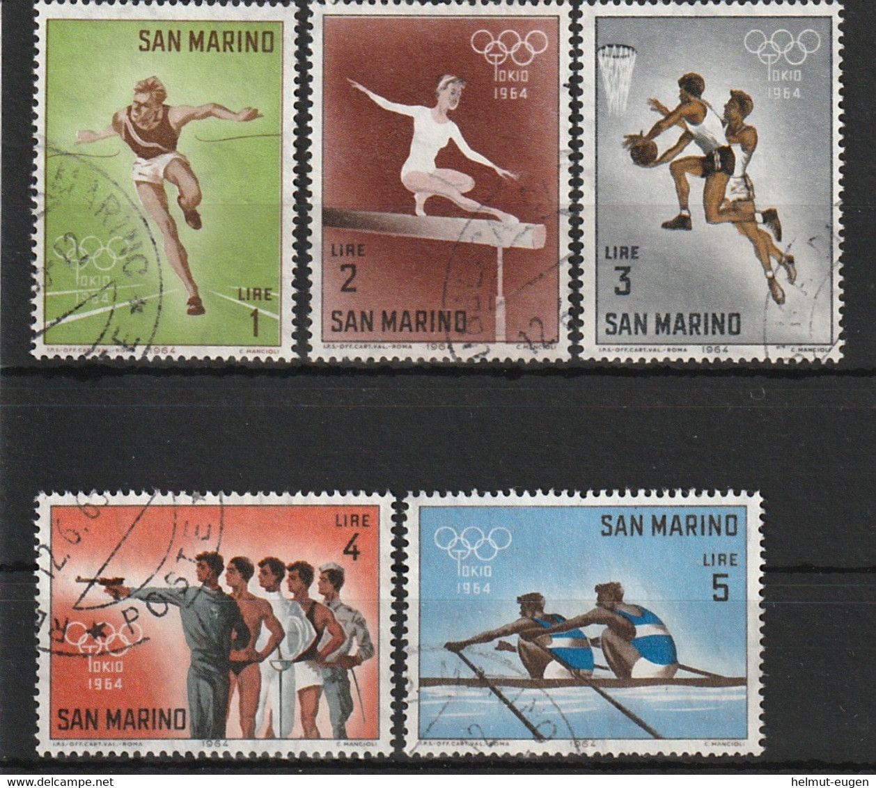 MiNr. 802 - 806 San Marino 1964, 25. Juni. Olympische Sommerspiele, Tokio (II). - Gebruikt