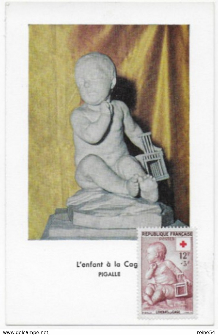 49 -LA CROIX ROUGE Et LA POSTE-Exposition Philatélique -Angers 1955 -L'enfant à La Cage -Pigalle- Musée Du Louvre - Other & Unclassified