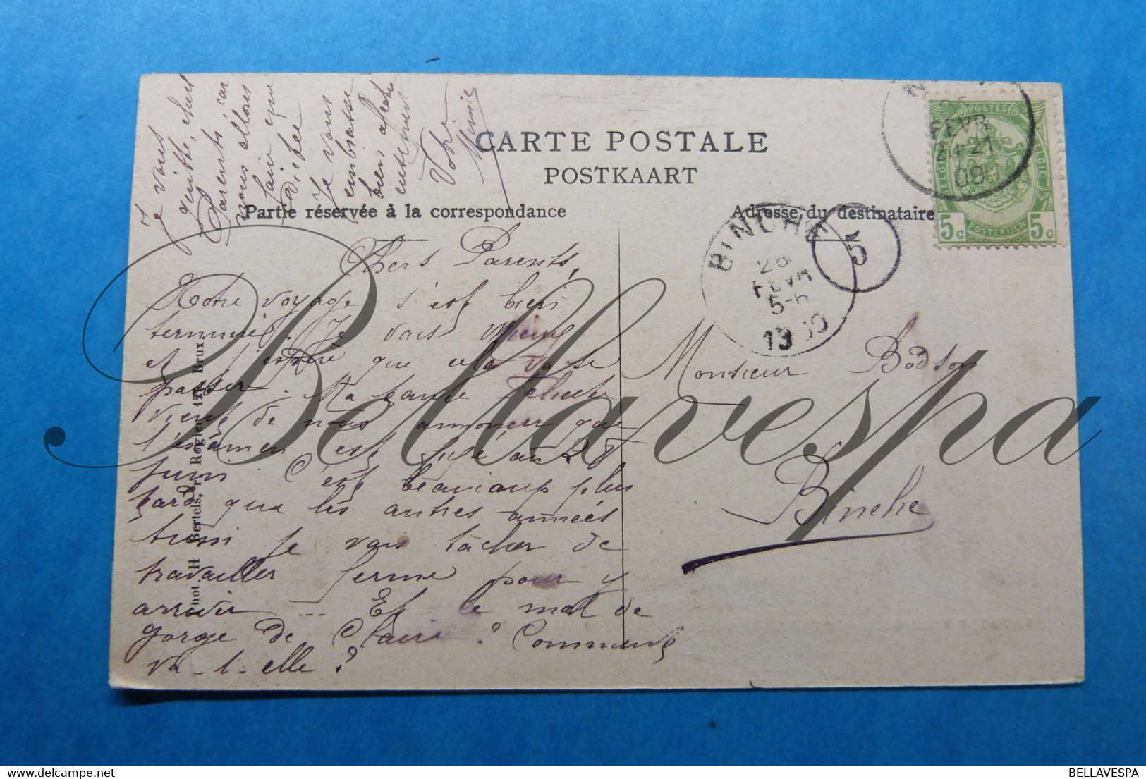 Elouges Belgique Dour Pensionnat lot x 5 cpa (1909 naar Bodson Binche)