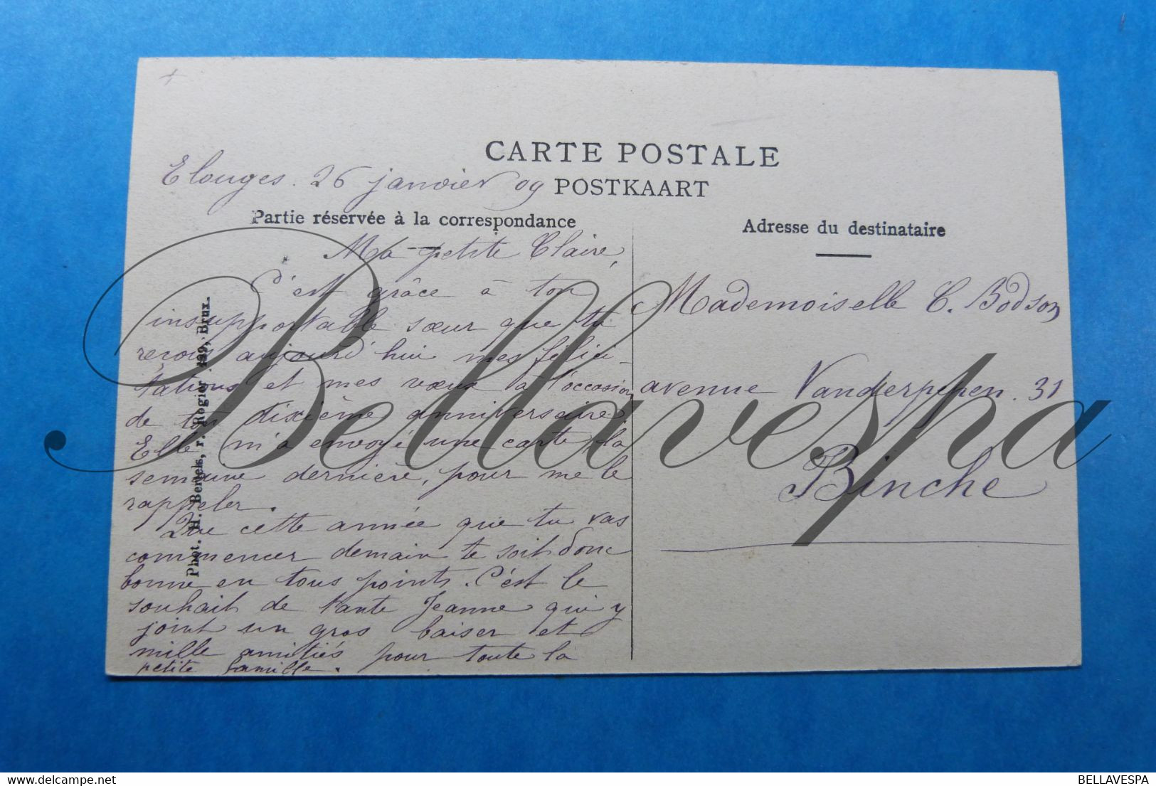 Elouges Belgique Dour Pensionnat lot x 5 cpa (1909 naar Bodson Binche)